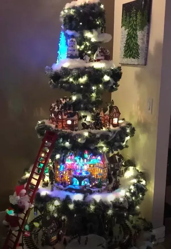 Ferris Wheel Christmas Tree (With A Train, A Ferris Wheel, A Brightly Lit House And A Santa)