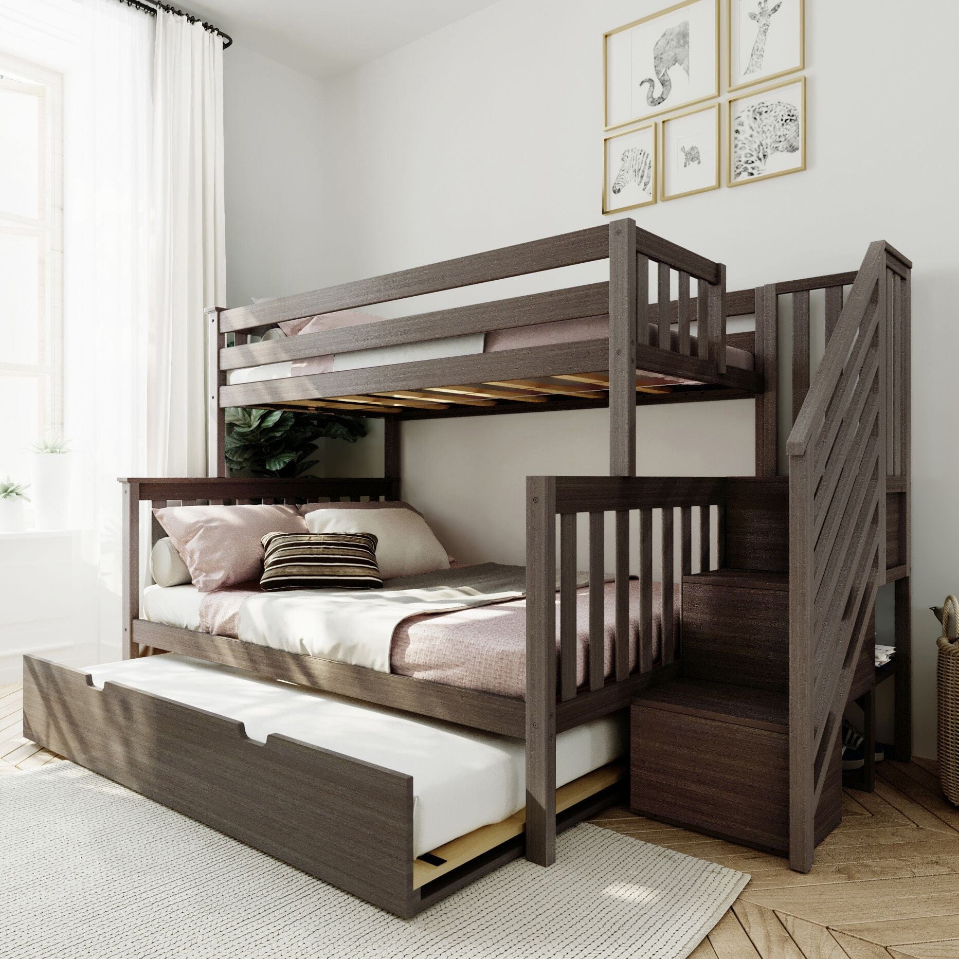 Store Closing SaleTwin Over Full Staircase Bunk with Trundle