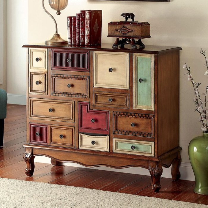 14-Drawer Walnut Accent Cabinet