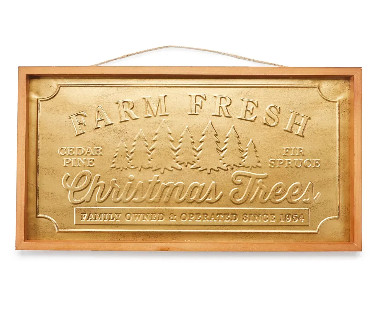 Farm Fresh Christmas Trees Gold Embossed Framed Hanging Wall Decor