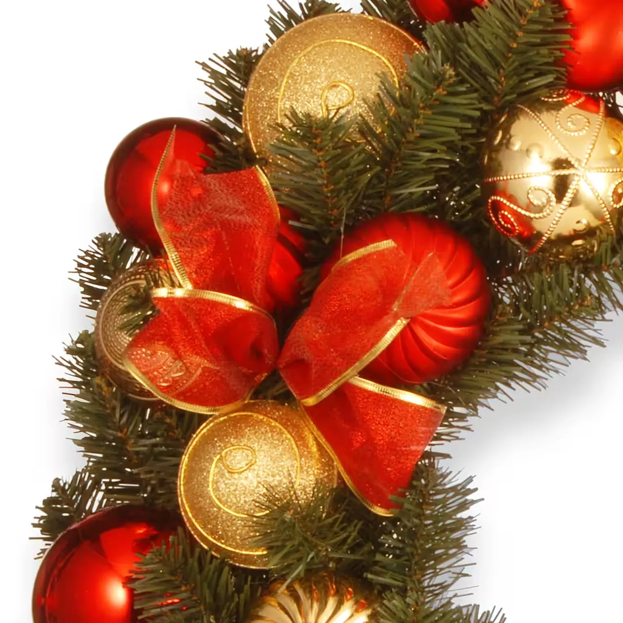 30 Gold & Red Mixed Ornament Wreath