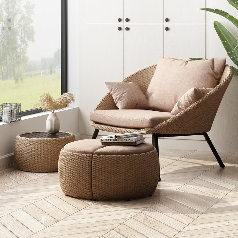 Leisure outdoor courtyard rattan chair balcony courtyard garden living room homestay model room indoor small sofa four-piece set