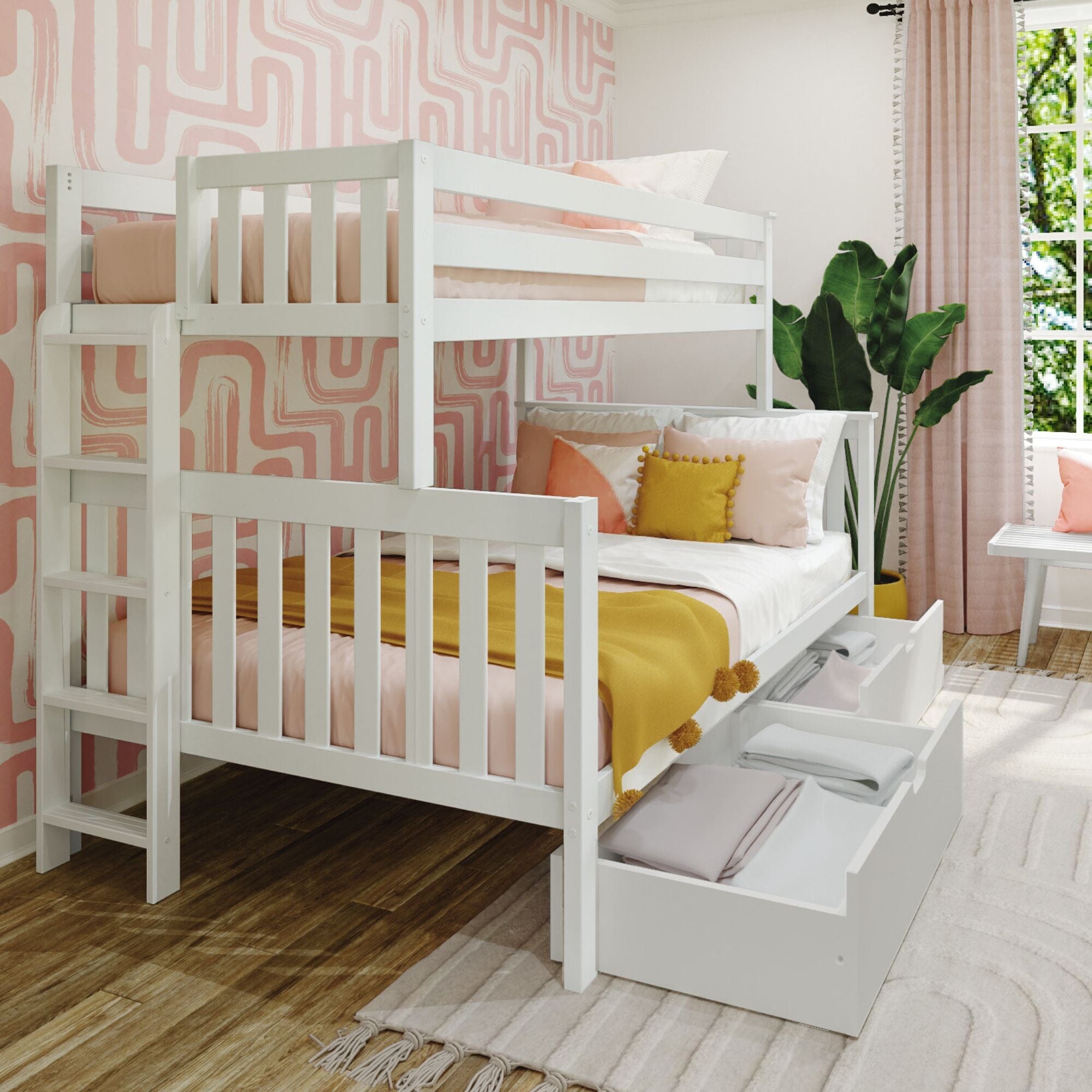 Store Closing SaleTwin over Full Bunk Bed with Ladder on End and Storage Drawers