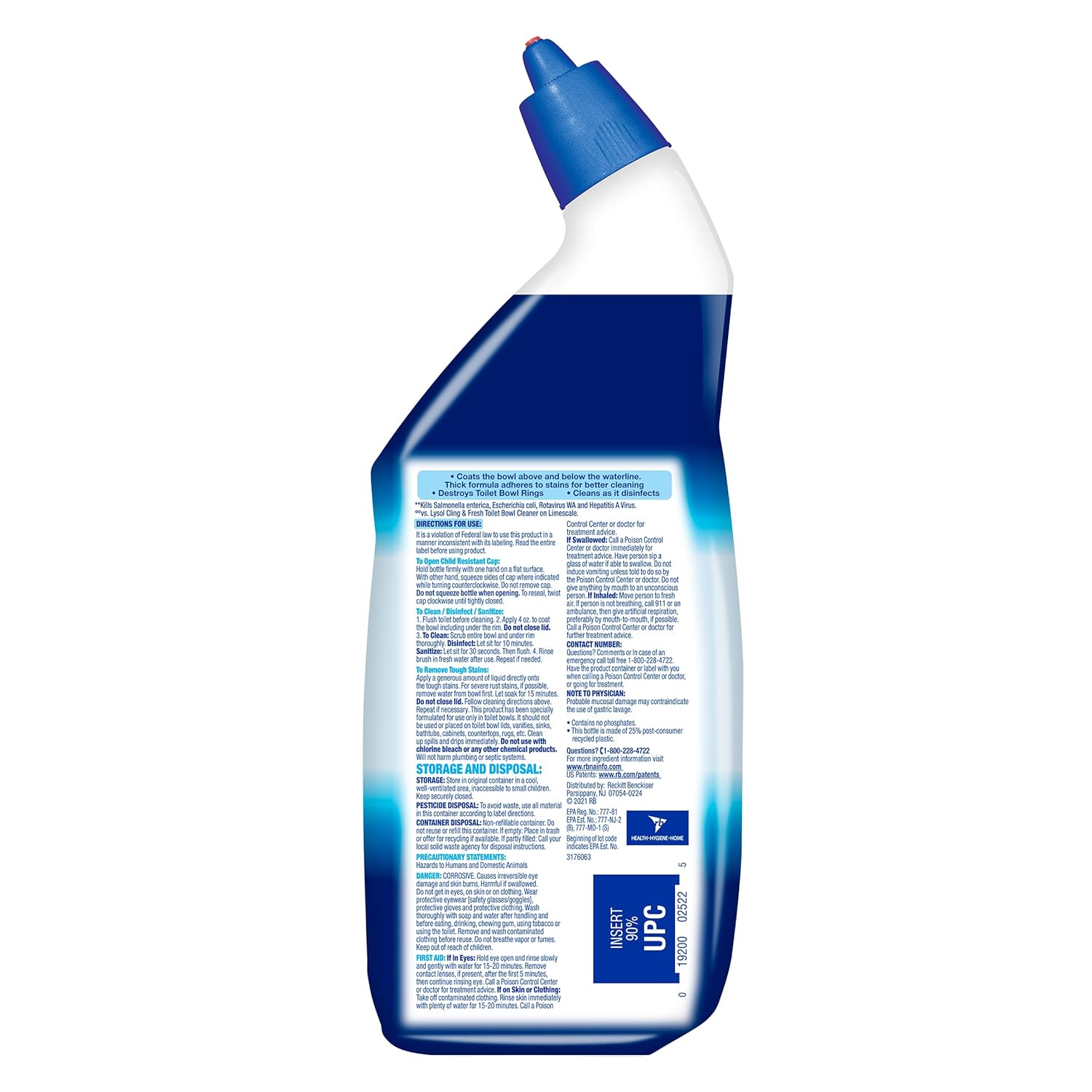 Lysol Power Toilet Bowl Cleaner Gel, For Cleaning and Disinfecting, Stain Removal, 24oz ,9 Ct , (Packaging May Vary)