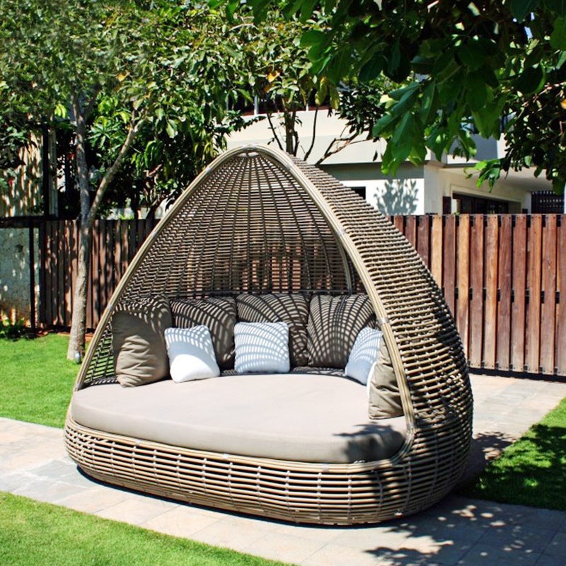 Outdoor Leisure Balcony Sofa Combination Single Double Rattan Furniture Resort Bird Cage Sofa Bed