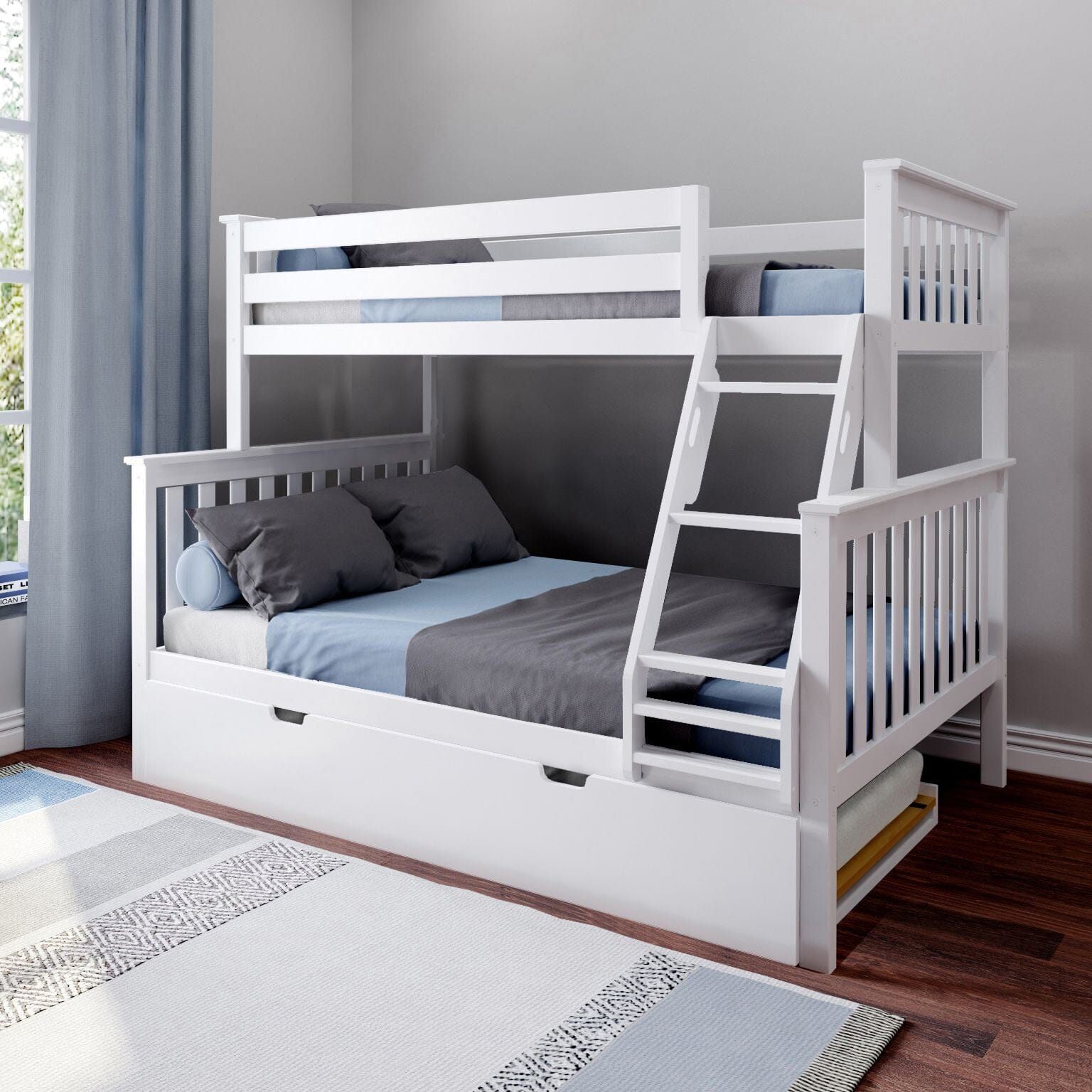 Store Closing SaleKids Solid Wood Twin-Over-Full Bunk Bed + Trundle Bed