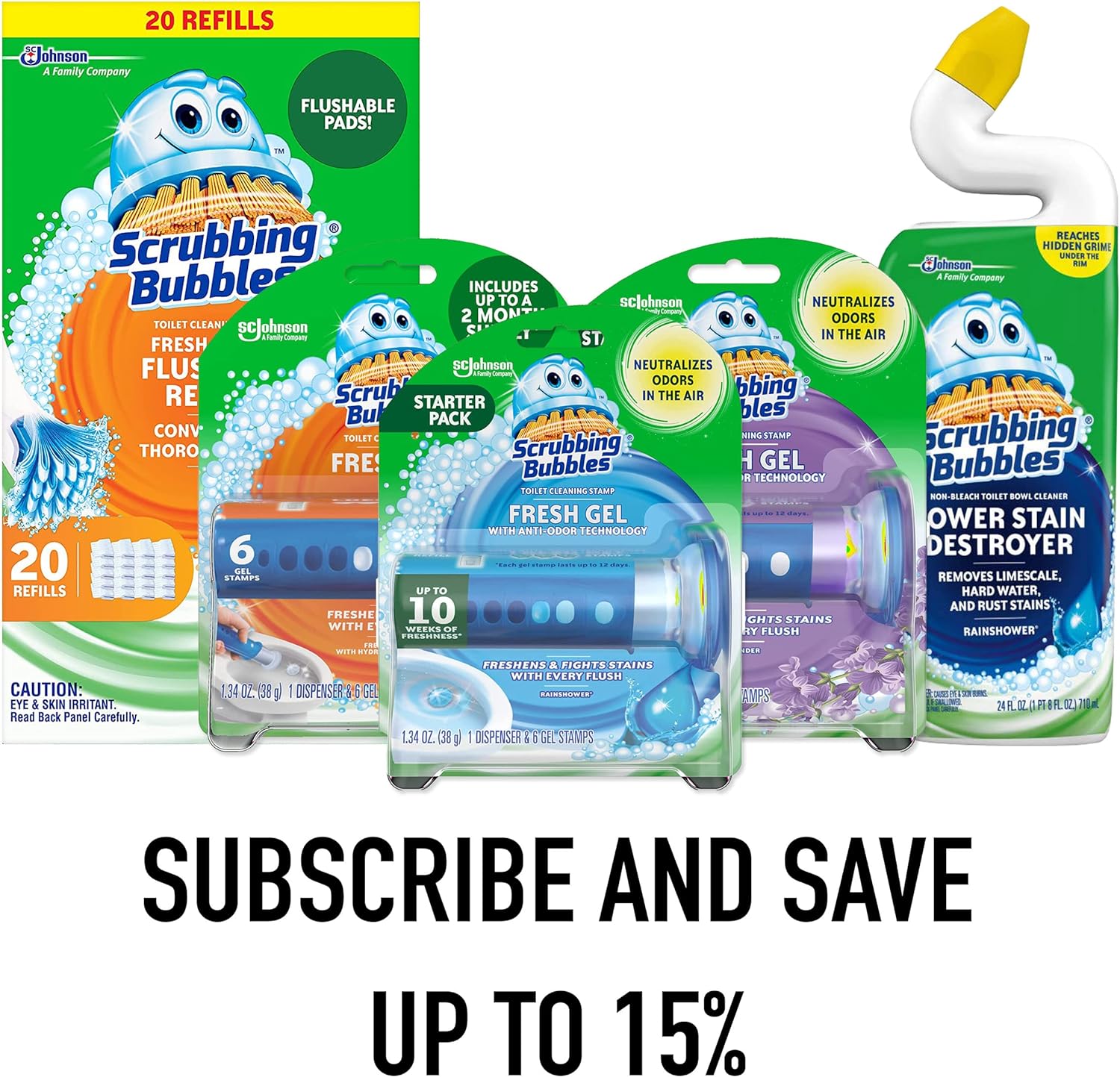 Scrubbing Bubbles Fresh Brush Flushables Refill, Toilet and Toilet Bowl Cleaner, Eliminates Odors and Limescale, Citrus Action Scent, 20 ct