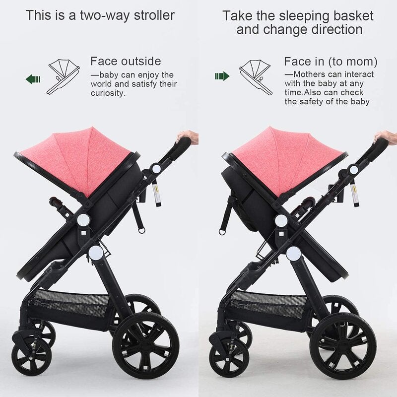 Baby Stroller Newborn Carriage Infant Reversible Bassinet To Luxury Toddler Vista Seat For Boy Girl Compact Single All Terrain Babies Pram Strollers Add Stroller Cover