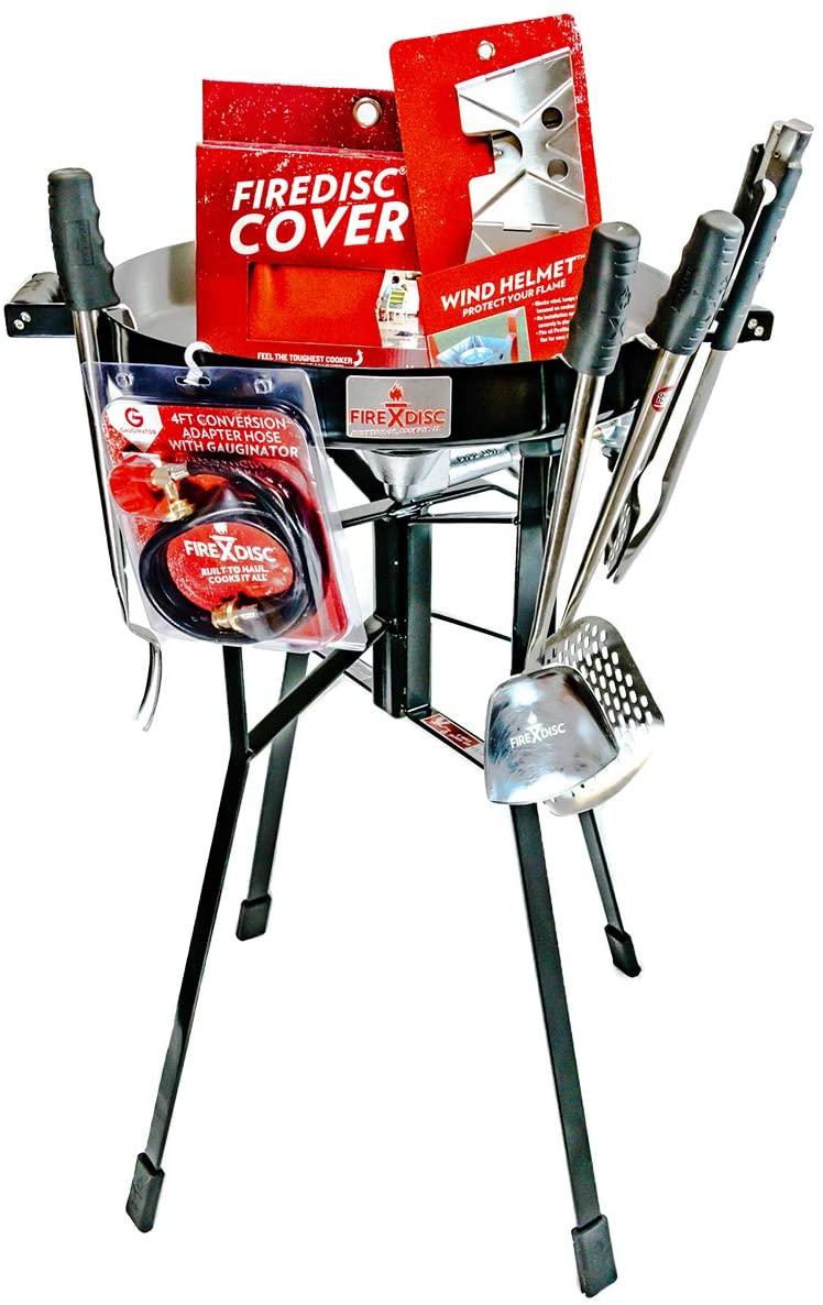 FIREDISC Ultimate Backyard Bundle | Includes Original 36′′ Tall FireDisc Propane Cooker Black | FireDisc Cover | Ultimate Cooking Accessories