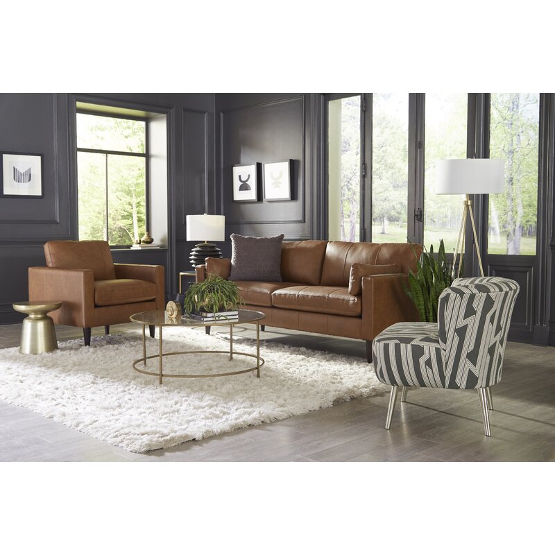 Gaia 81” Genuine Leather Square Arm Sofa