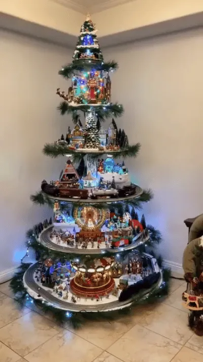 Ferris Wheel Christmas Tree (With A Train, A Ferris Wheel, A Brightly Lit House And A Santa)