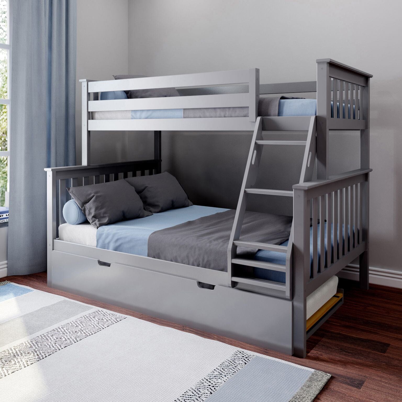 Store Closing SaleKids Solid Wood Twin-Over-Full Bunk Bed + Trundle Bed
