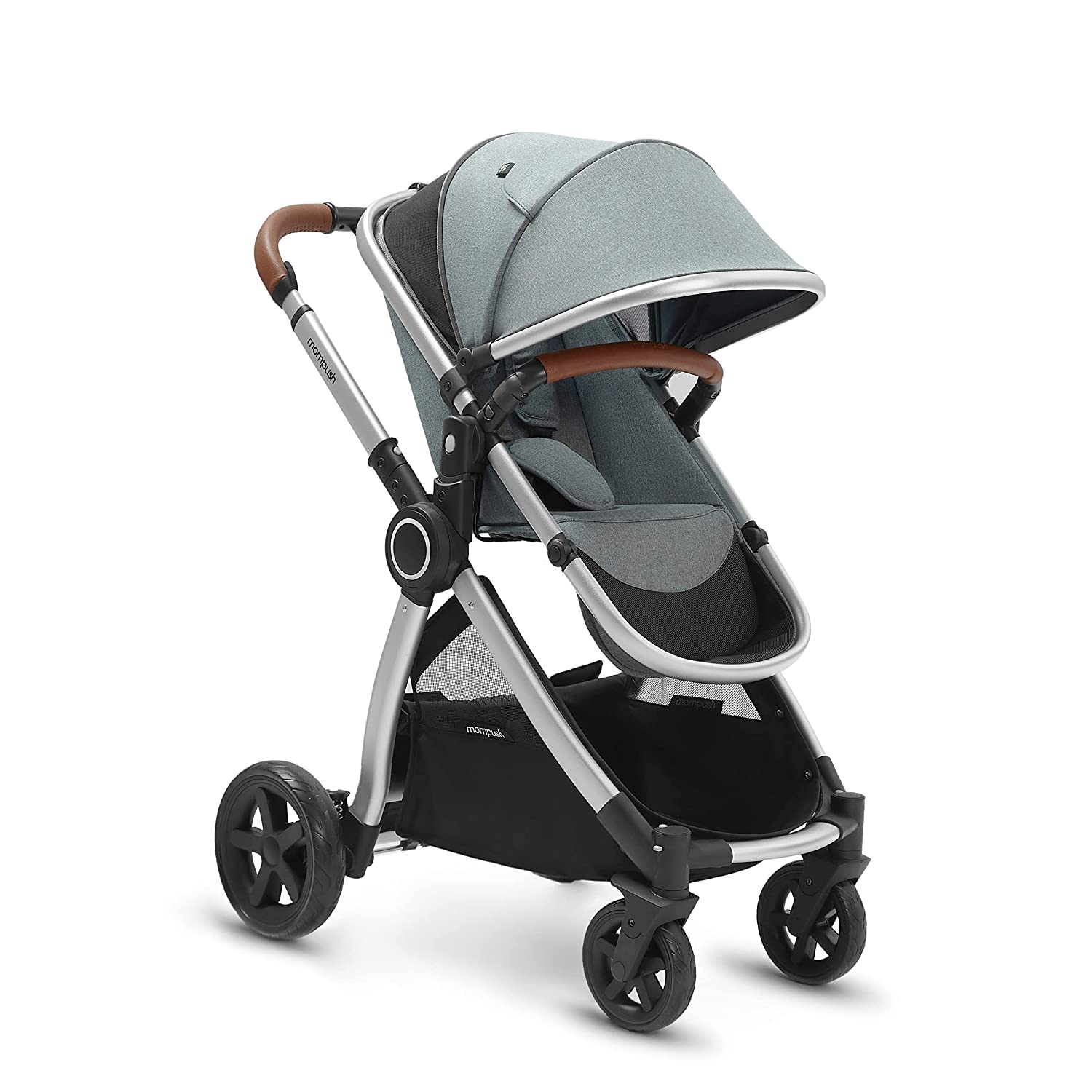 Mompush Ultimate2, Full-Size Standard Stroller, Independent Bassinet, Reversible Seat, Compact Self Standing Fold, Large UPF50+ Canopy, All Wheel Suspension