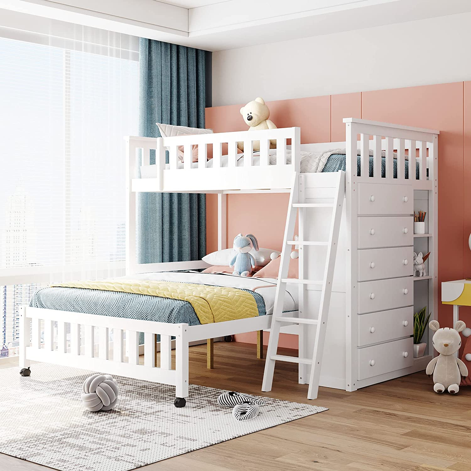 Store Closing SaleBunk Bed-  Gray +6drawers +3shelves