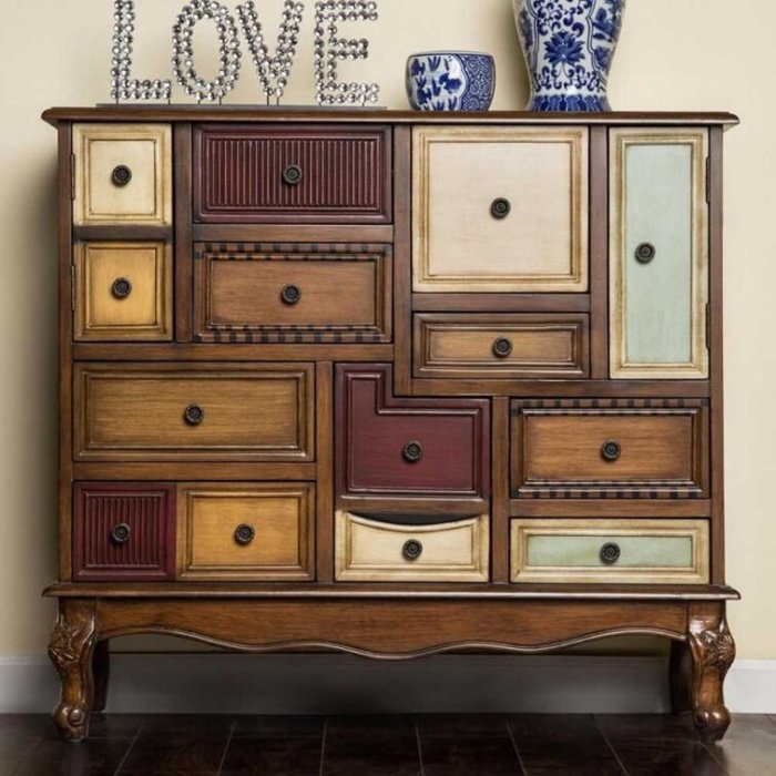 14-Drawer Walnut Accent Cabinet