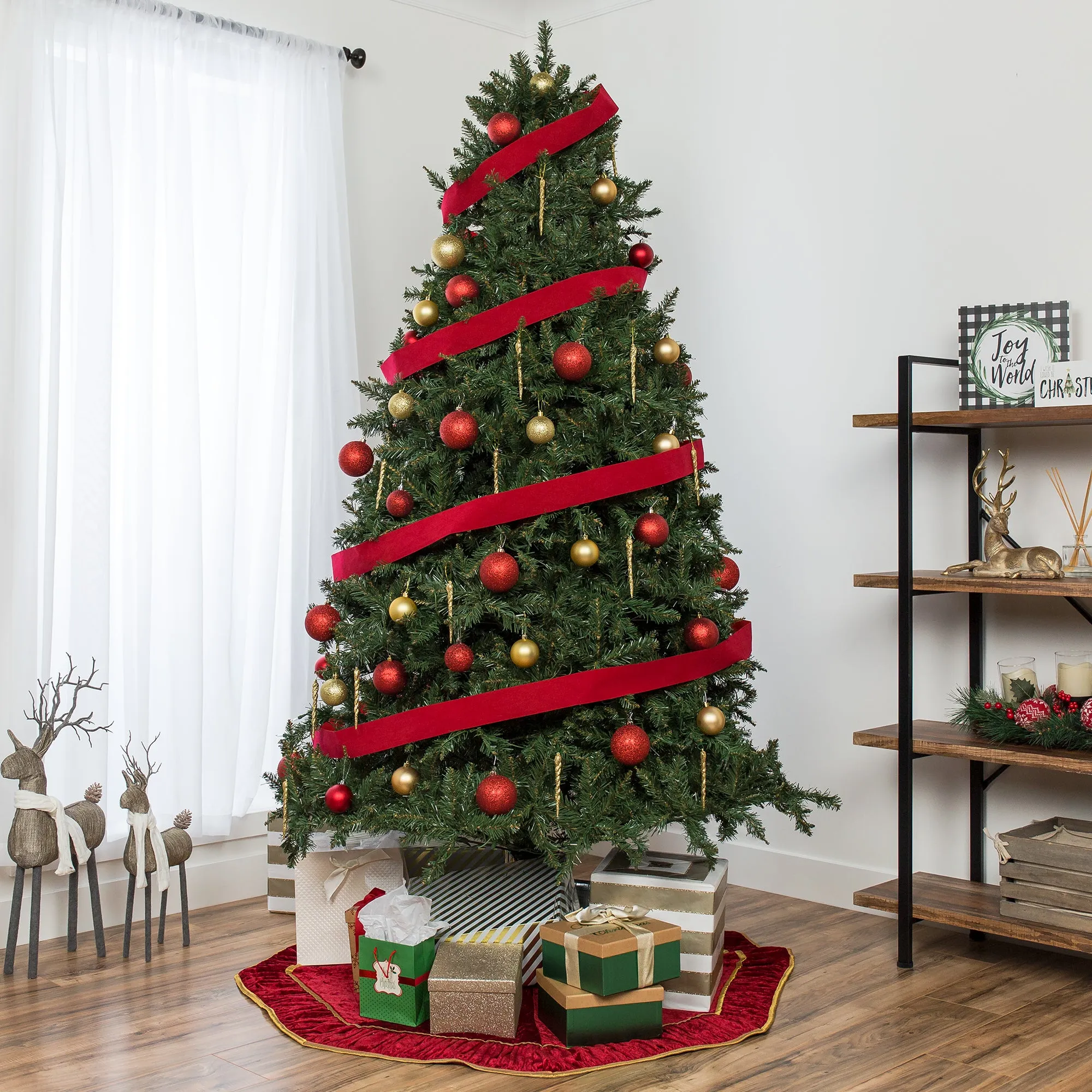 Hinged Douglas Full Fir Artificial Christmas Tree w/ Metal Stand