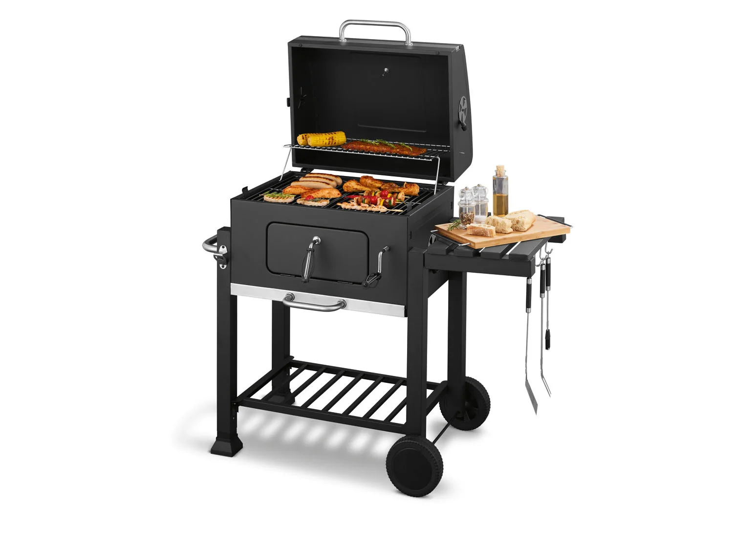 GRILLMEISTER comfort charcoal grill »Toronto Click«, with thermometer