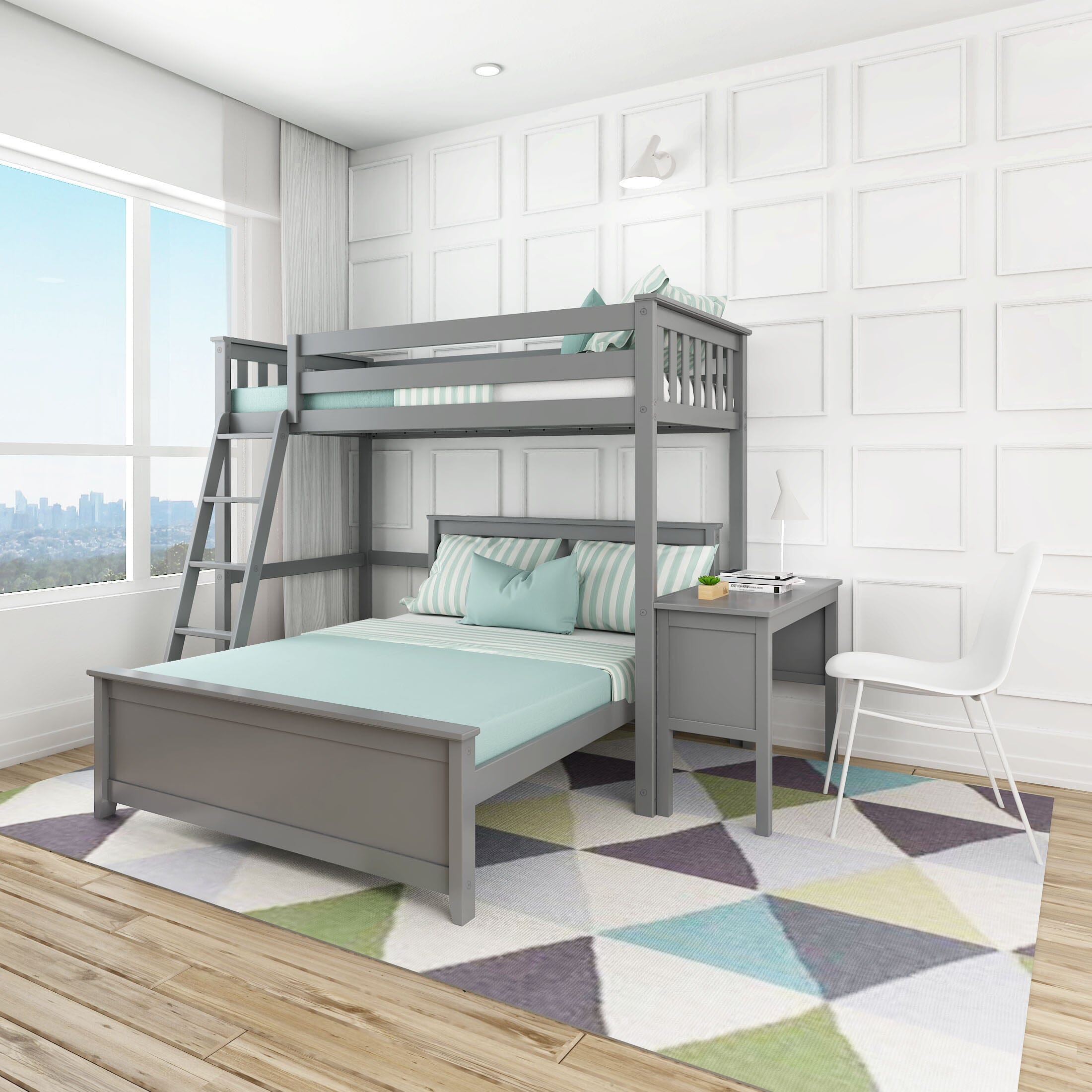 Store Closing SaleTwin over Full L-Shaped Bunk Bed with Desk