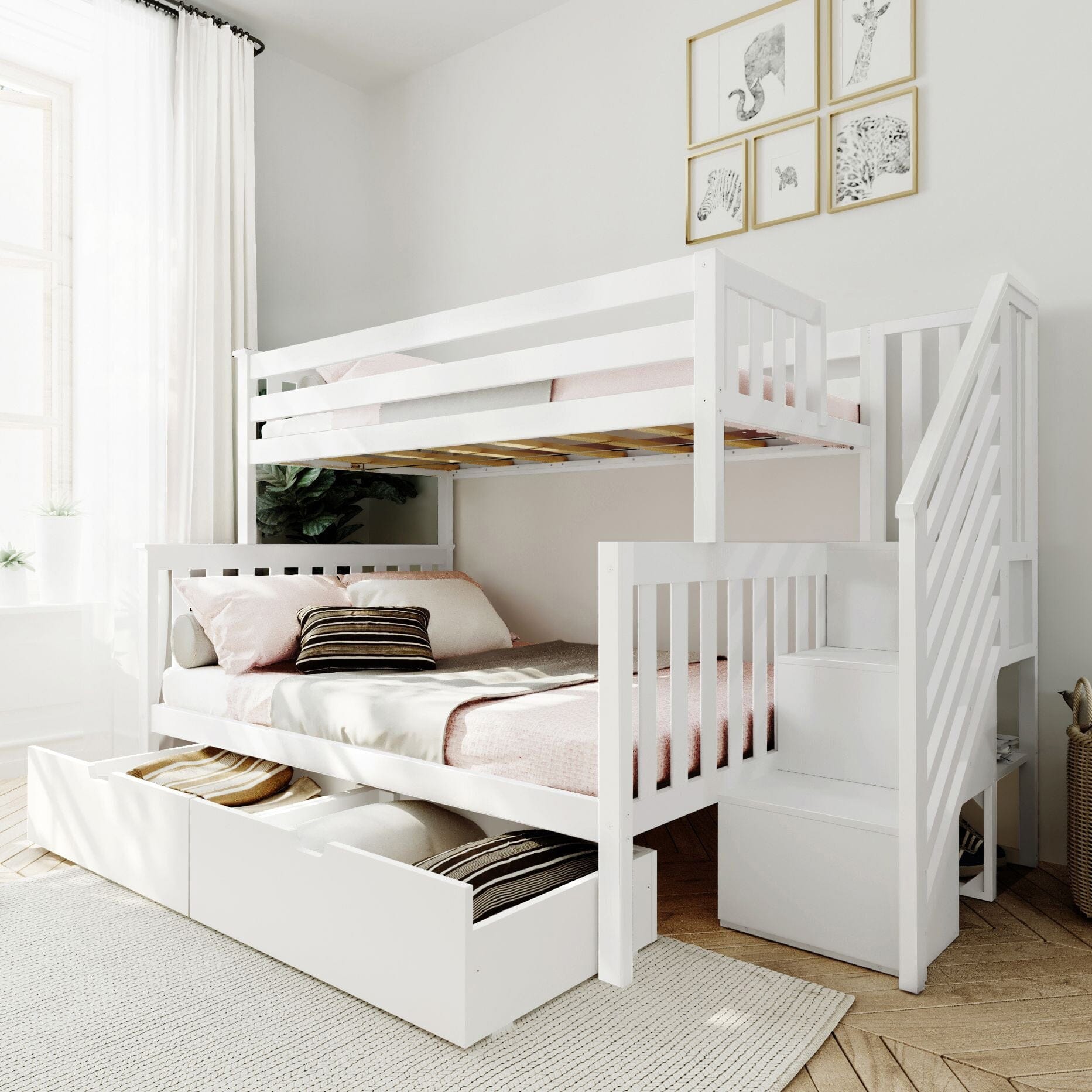 Store Closing SaleTwin over Full Staircase Bunk with Storage Drawers