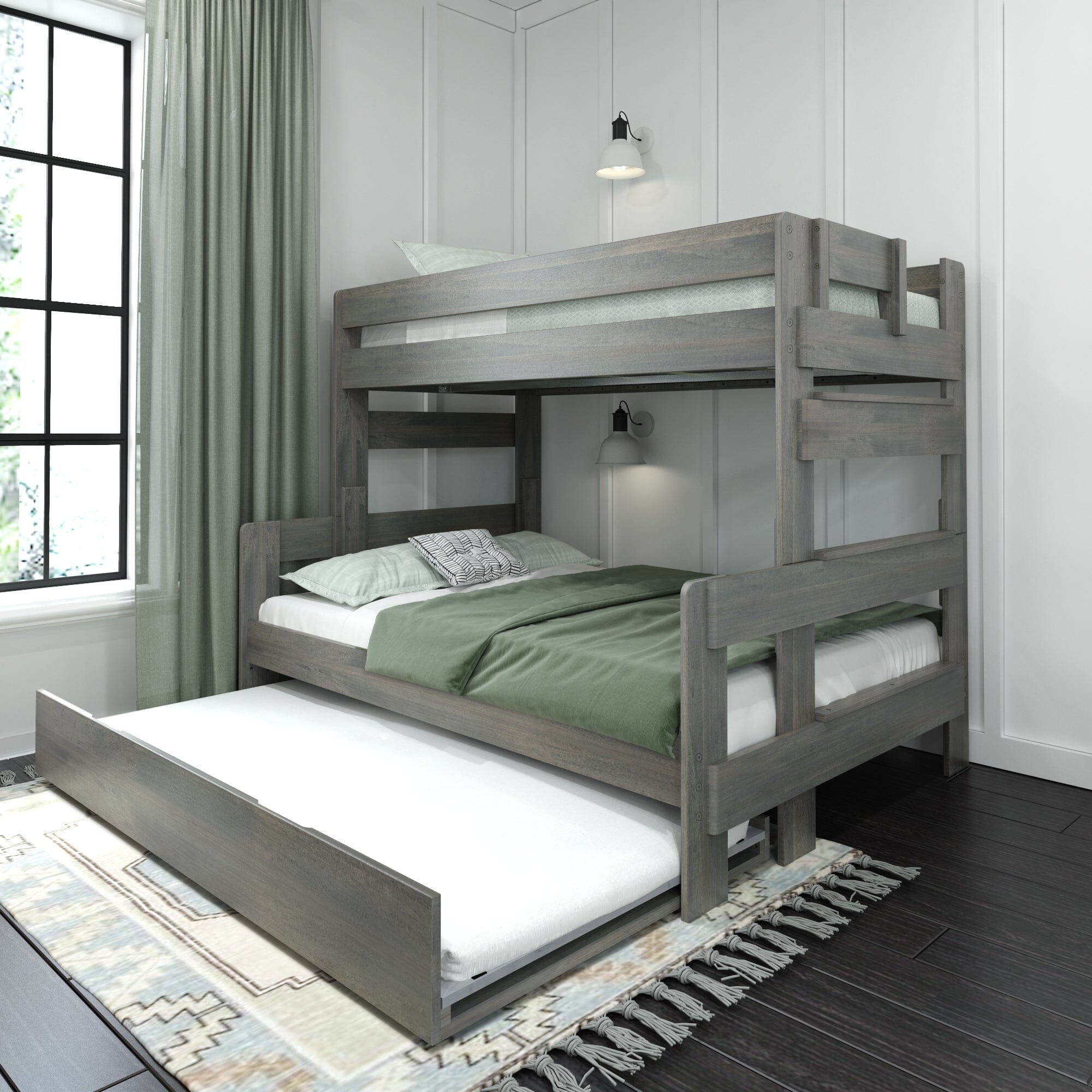 Store Closing SaleModern Farmhouse Twin over Full Bunk Bed with Trundle