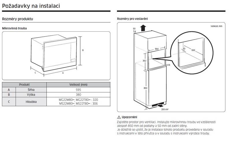 Mikrovlnná trouba Samsung MG22M8254AK/E2 černá