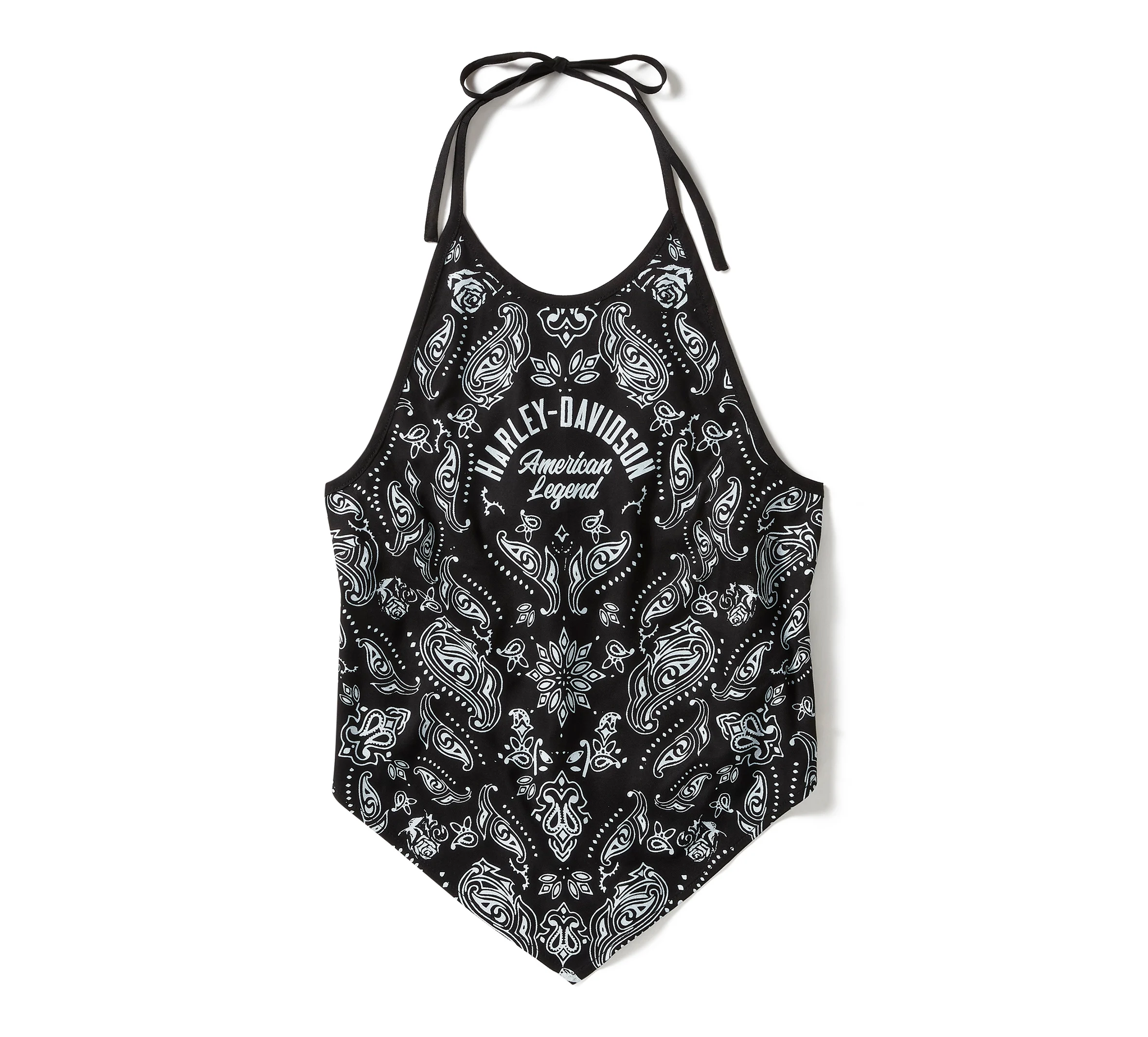 Women's Classic Paisley Bandana Halter - Harley Black & White