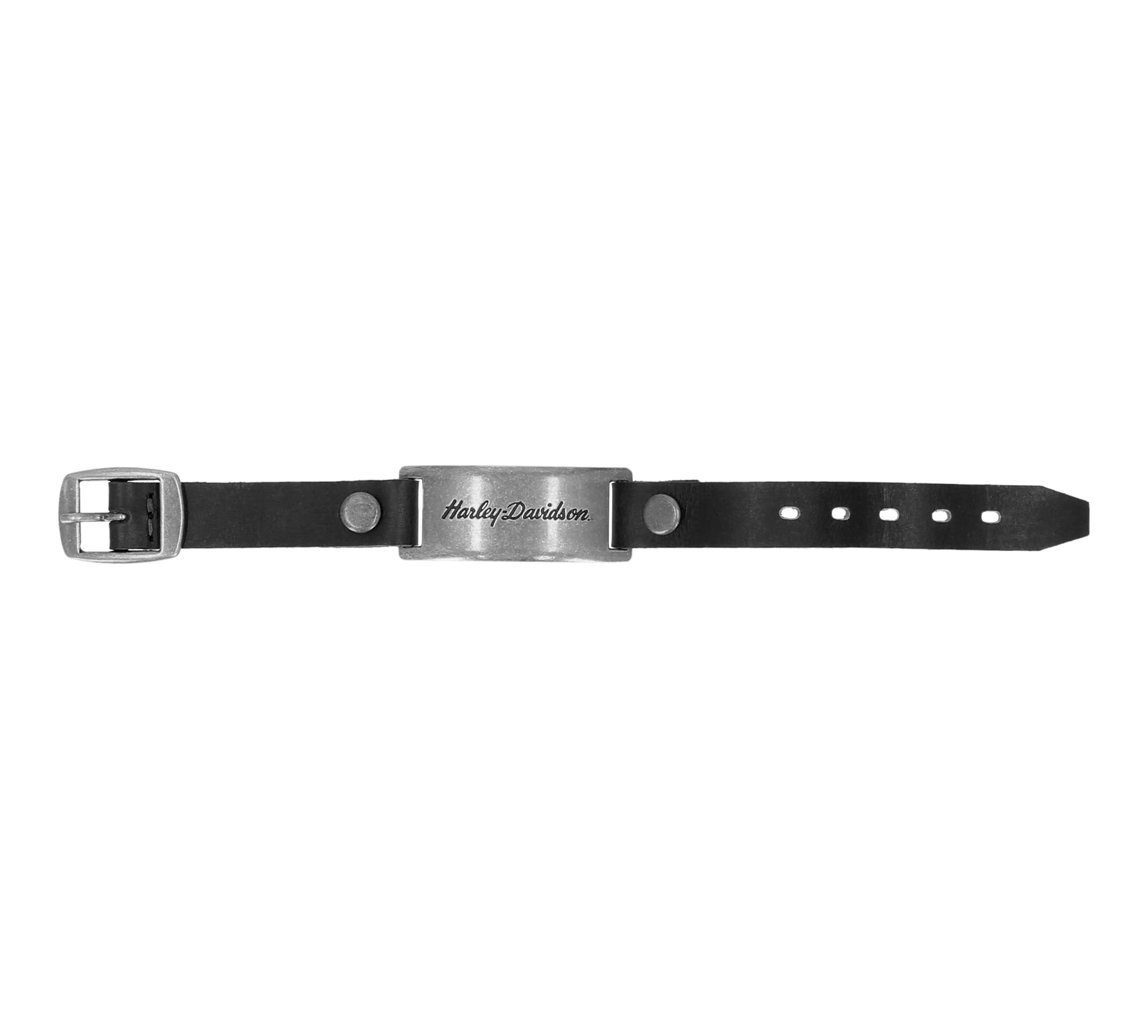 Harley-Davidson Script Metal Plaque Cuff in Black - Black