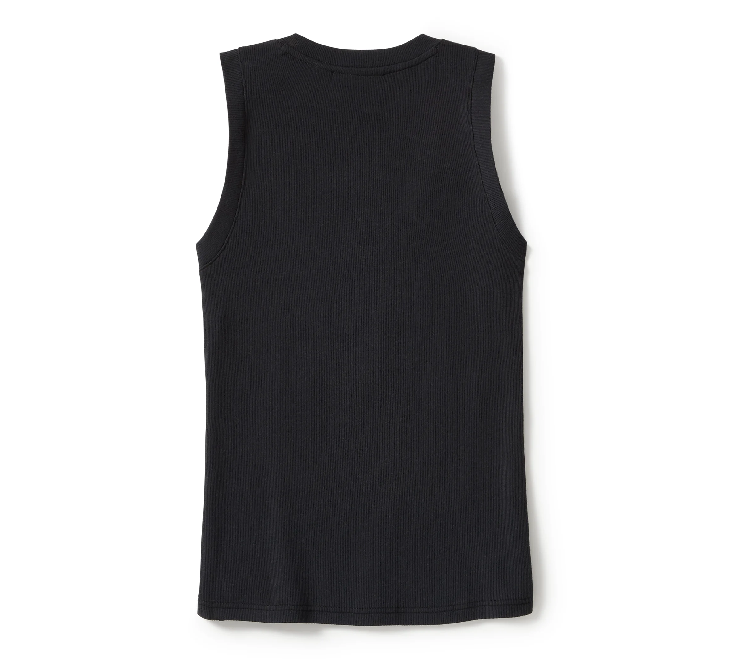 Women's Essential Arched Font Ribbed Tank - Harley Black