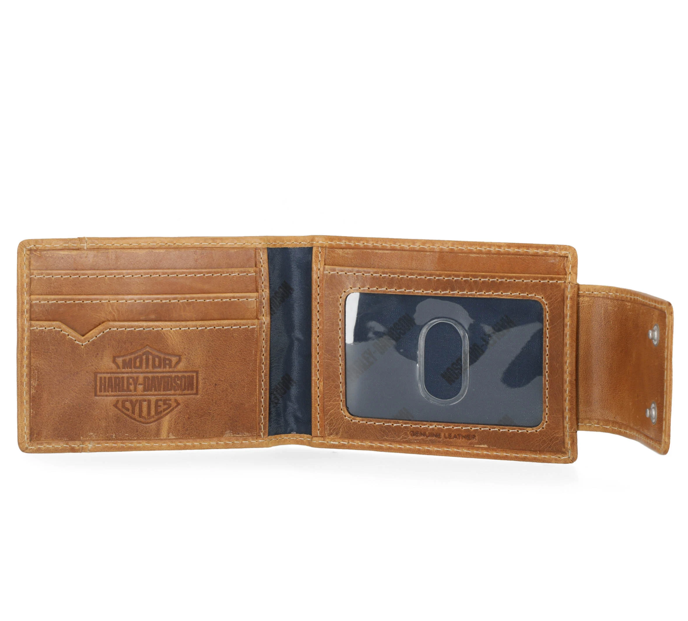 Men's Smooth Grain Snap Leather Front Pocket Bifold Wallet - Cognac