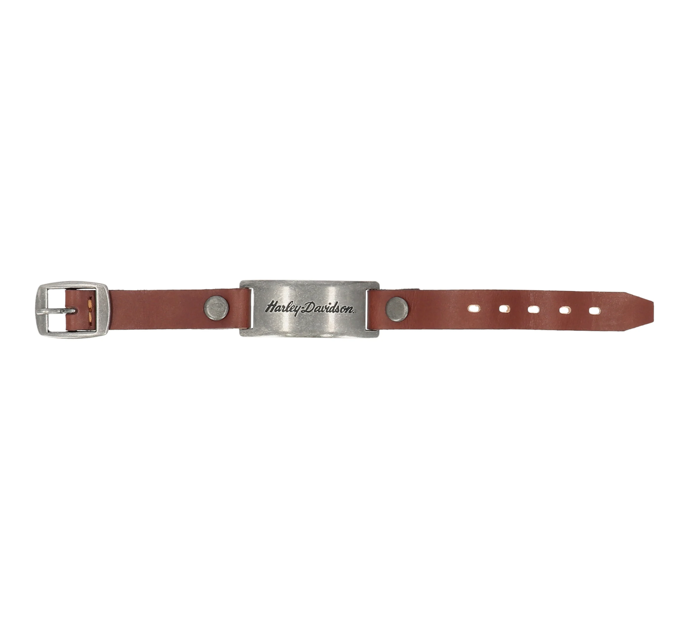 Harley-Davidson Script Metal Plaque Cuff - Cognac