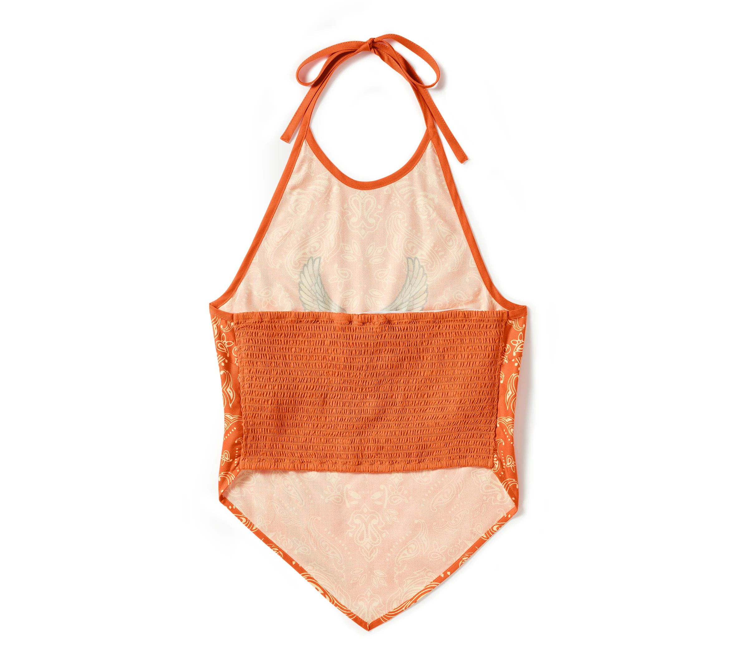 Women's Neon Eagle Paisley Bandana Halter - Harley Orange
