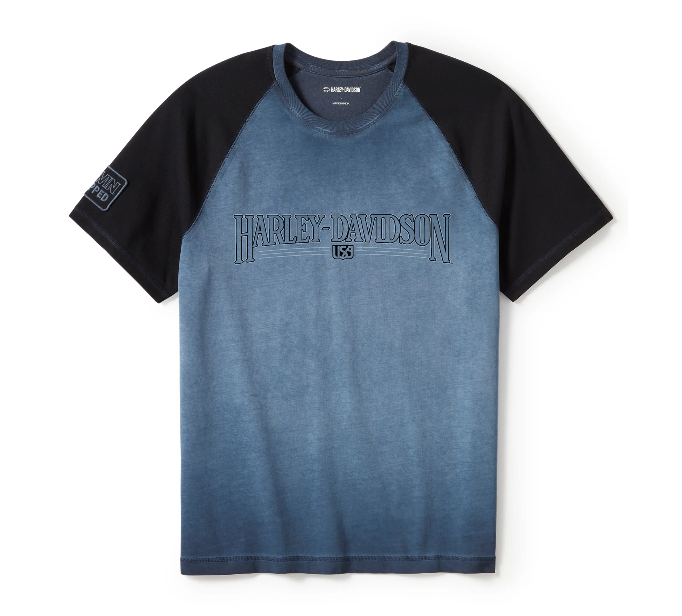 Men's Iron Bond II Short Sleeve Tee - Colorblock - Mood Indigo & Harley Black