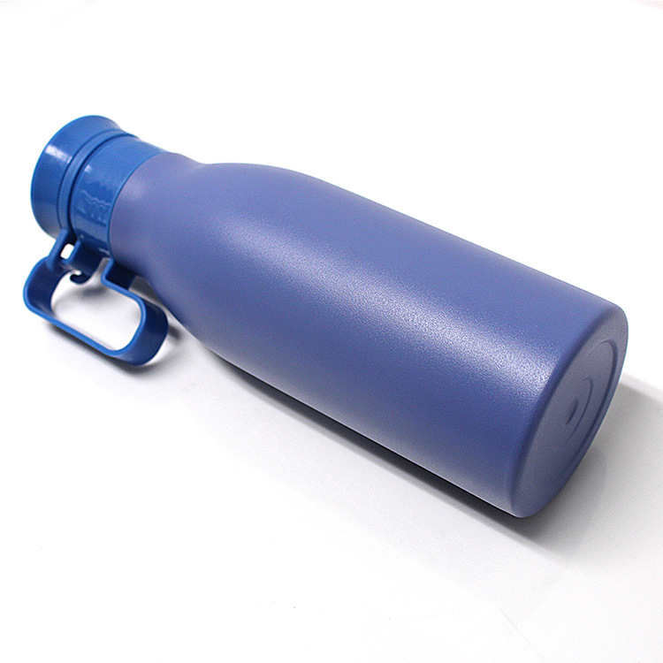 Dual-Lid Insulated Stainless Steel Water Bottle (Matte Blue)