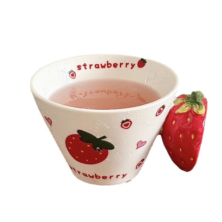 Strawberry-Patterned Ceramic Mug