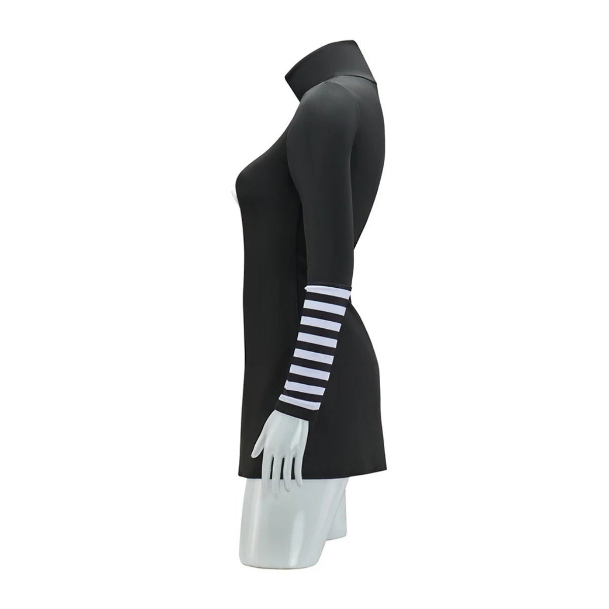 Костюм Марионетки для взрослых женщин: черное платье с полосатыми чулками на Хэллоуин и карнавал