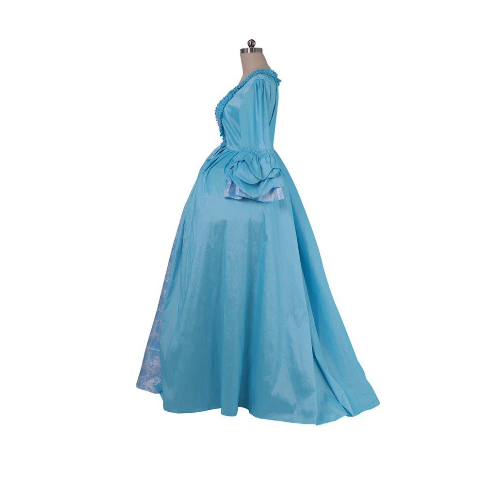 Азурное платье в стиле рококо 18 века с вышивкой и кружевом от Animegrad