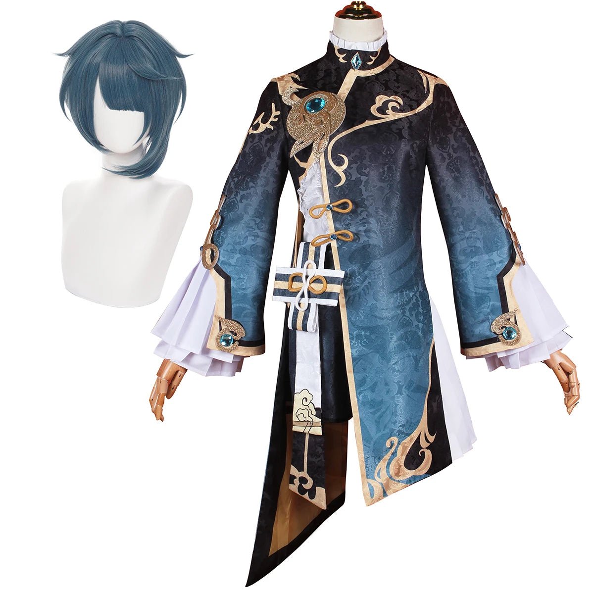 Genshin Impact Xingqiu Игра Аниме Косплей Парик Головной Убор Xing Qiu Костюм для Хэллоуина Рождественский Драг Подарок на Праздник