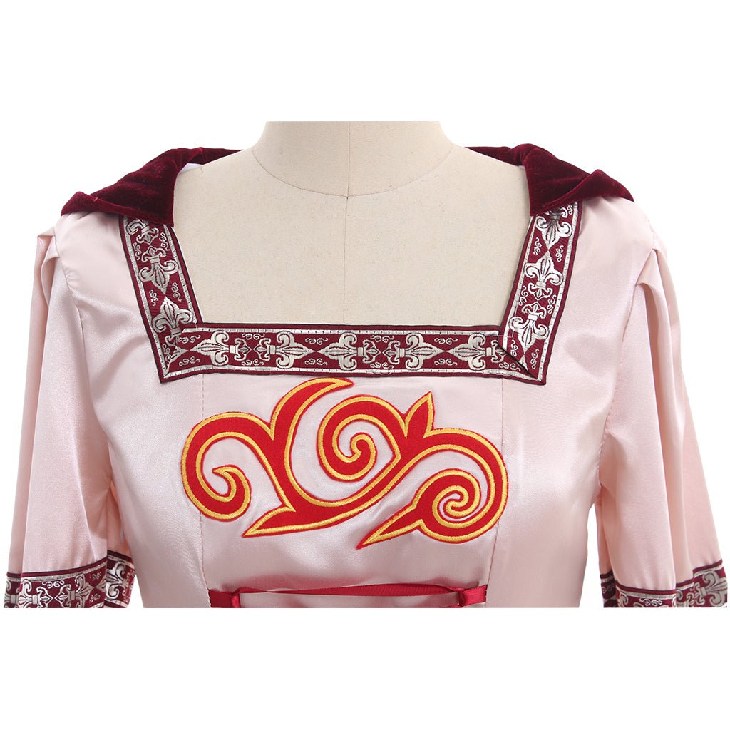 Средневековое платье для косплея с длинными рукавами розовое средневековое розовое бальное платье атлас/бархат платье с капюшоном индивидуального пошива