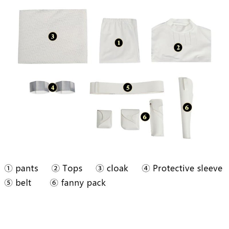 Костюм Королевы Амидалы Падме - Белый Боевой Наряд с Плащом для Косплея и Хэллоуина