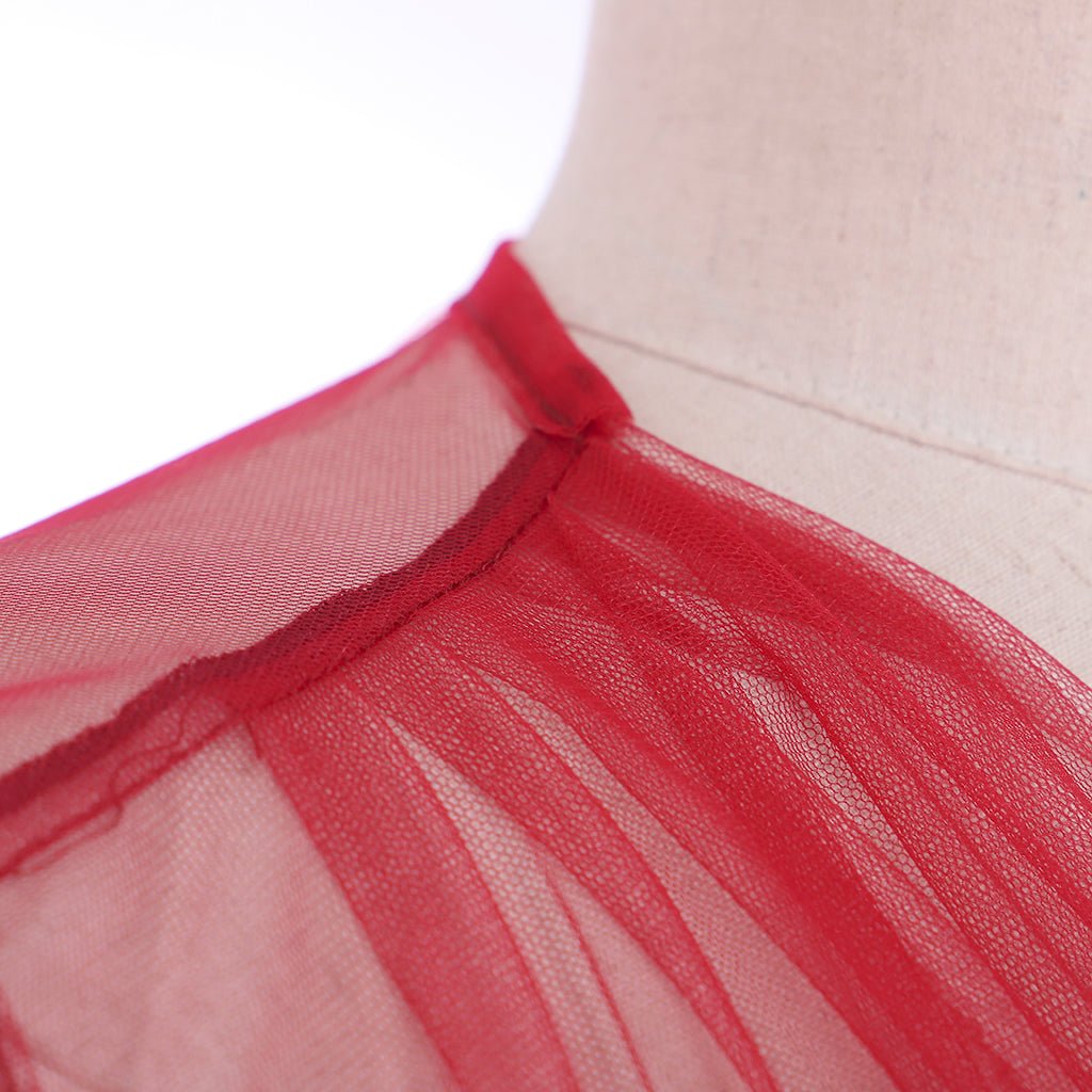 Свадебный Будоар Халат 18 Века Средневековый Красный Сетчатый Пижама Прозрачный Тюль Иллюзия Длинный Костюм