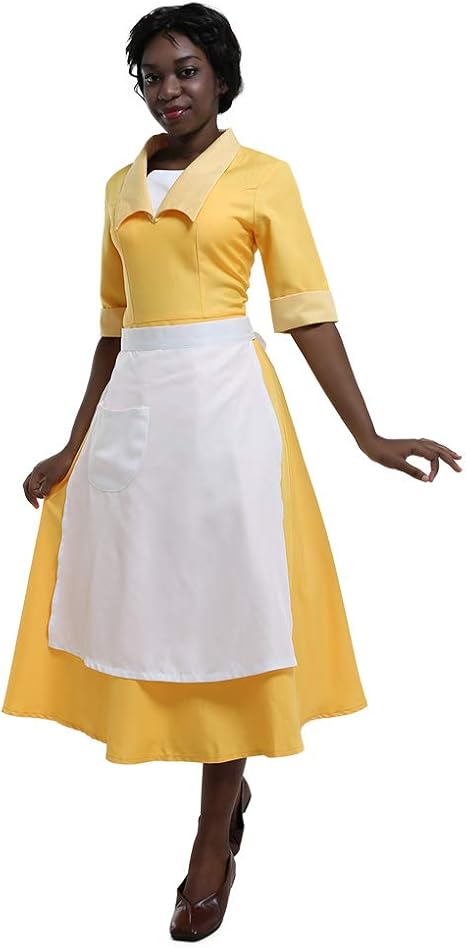Женское желтое платье официантки | Косплей костюм горничной | Хэллоуин ролевая игра