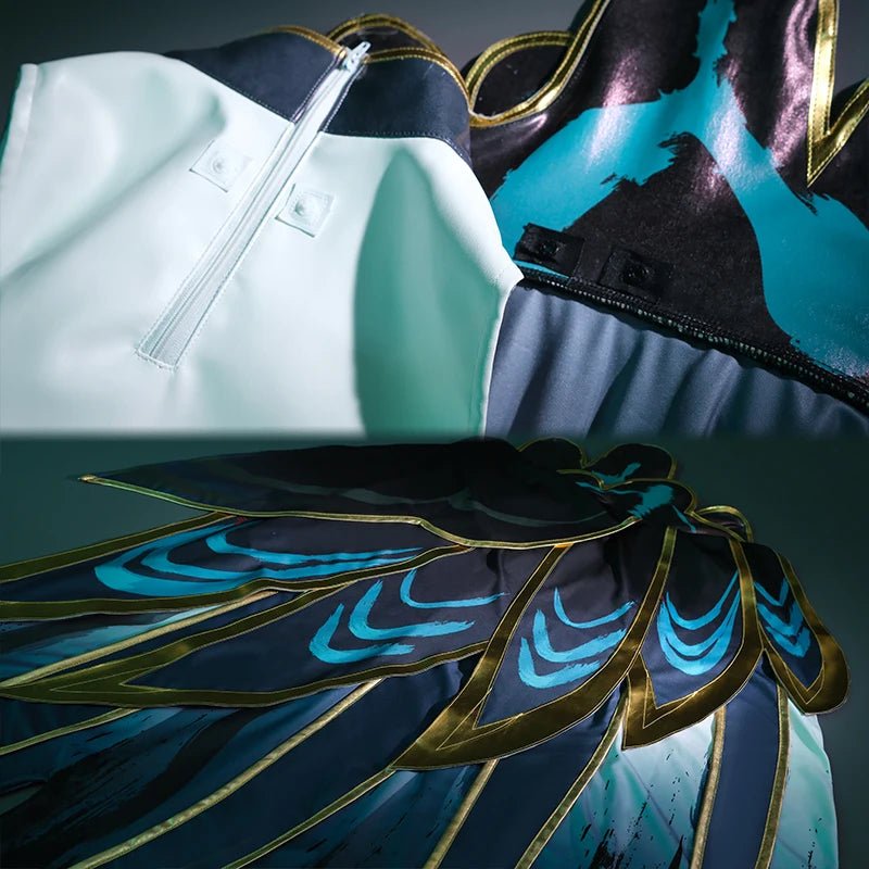 Костюм для косплея Xayah из игры LOL в китайском стиле, платье для Хэллоуина с плащом