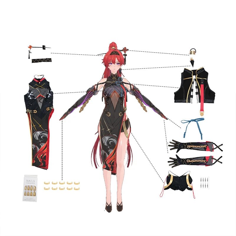 Костюм для косплея Yinlin из игры Wuthering Waves - Jinzhou Patroller, Женское Чайное Платье, Костюм для Хэллоуина