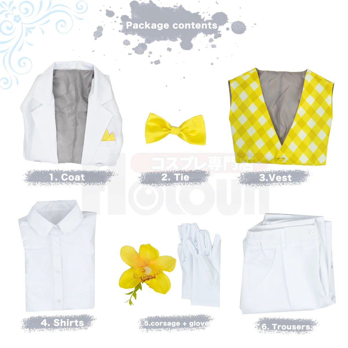 Костюм для косплея Бачиры из аниме Blue Lock: Фрак, парик, корсажная роза