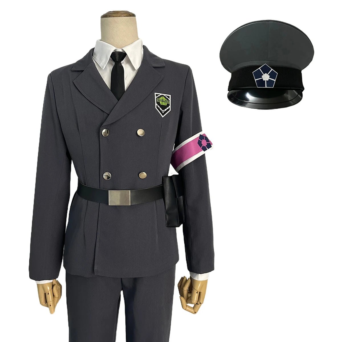 Косплей костюм Blue Lock: Выставочные охранники (Рин Итоши, Исаги, Бачира, Наги и др.) с париком и розовой сеткой