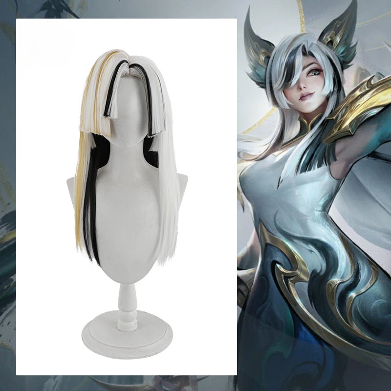 Игра LOL Каллиграфия Xayah Костюм Прикосновения Парик 55см Смешанный Цвет Женщины