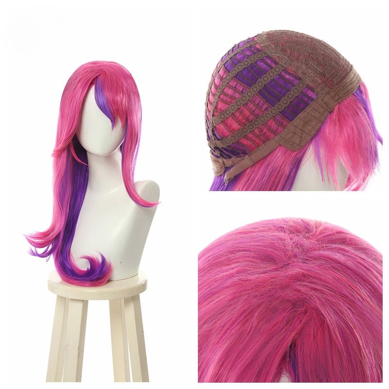LOL Звёздный Страж Ксайя Костюмный Парик Бунтарский Парик 65см Длины Розово-Фиолетовый Парик с Ушами Термостойкий Синтетический Волос