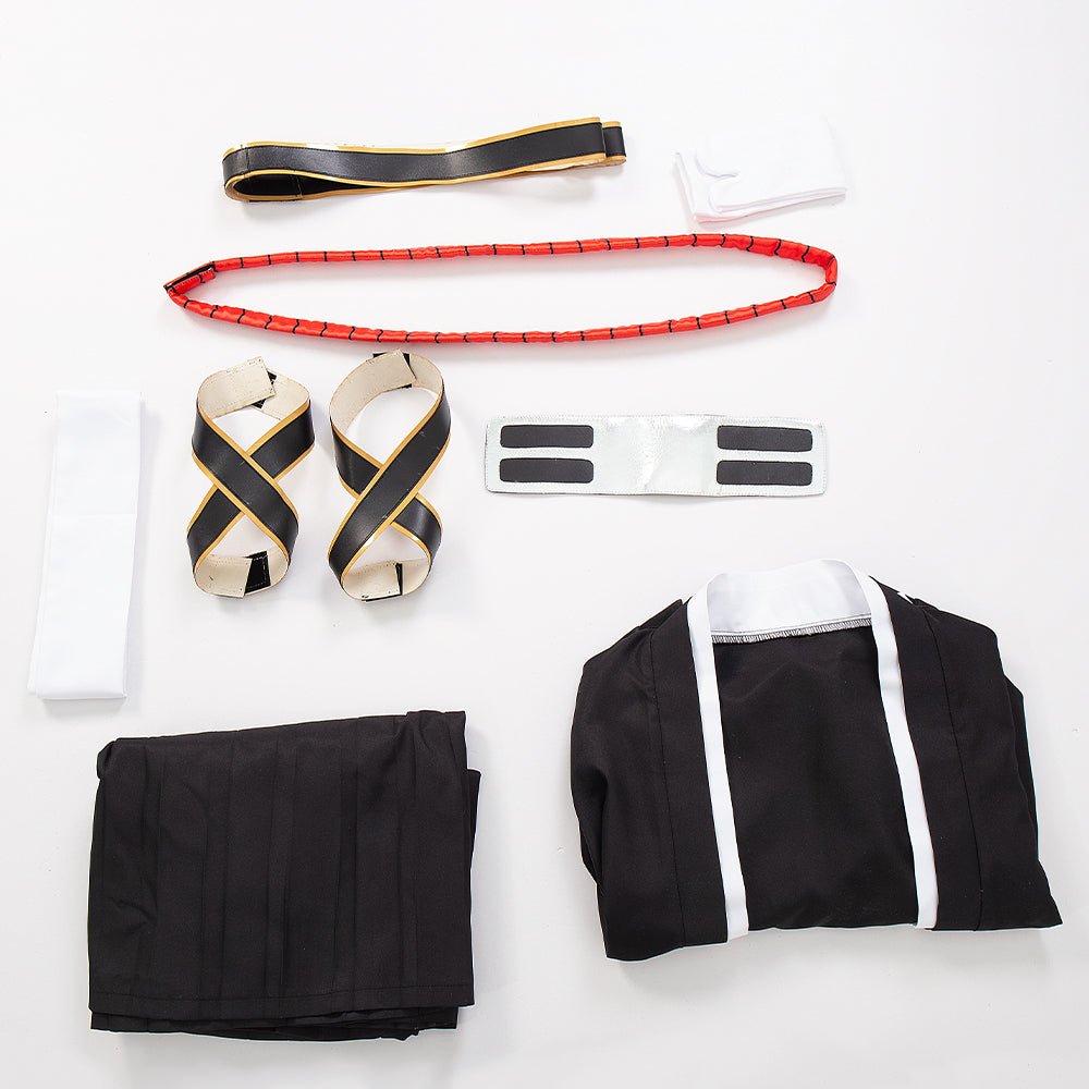 Косплей костюм Ичиго Куросаки из Блич с париком, черной рубашкой, брюками и кимоно для Хэллоуина