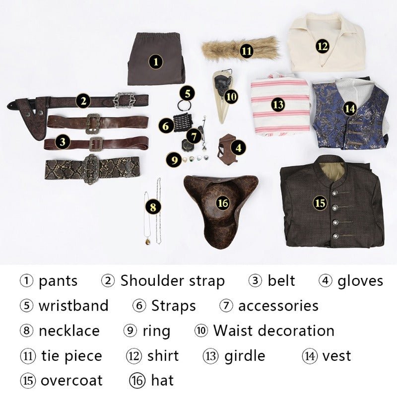 Костюм Капитана Джека Воробья - Качественный Пиратский Костюм для Взрослых на Хэллоуин