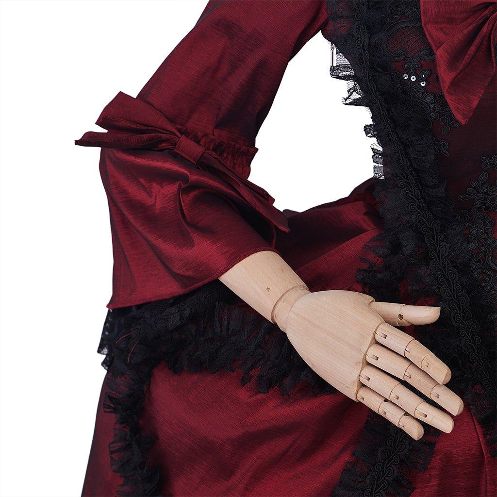 Рококо Роза Красное Бальное Платье | Винтажная Принцесса Колониальный Период Костюм для Косплея, Хэллоуина, Вечеринок и Выступлений